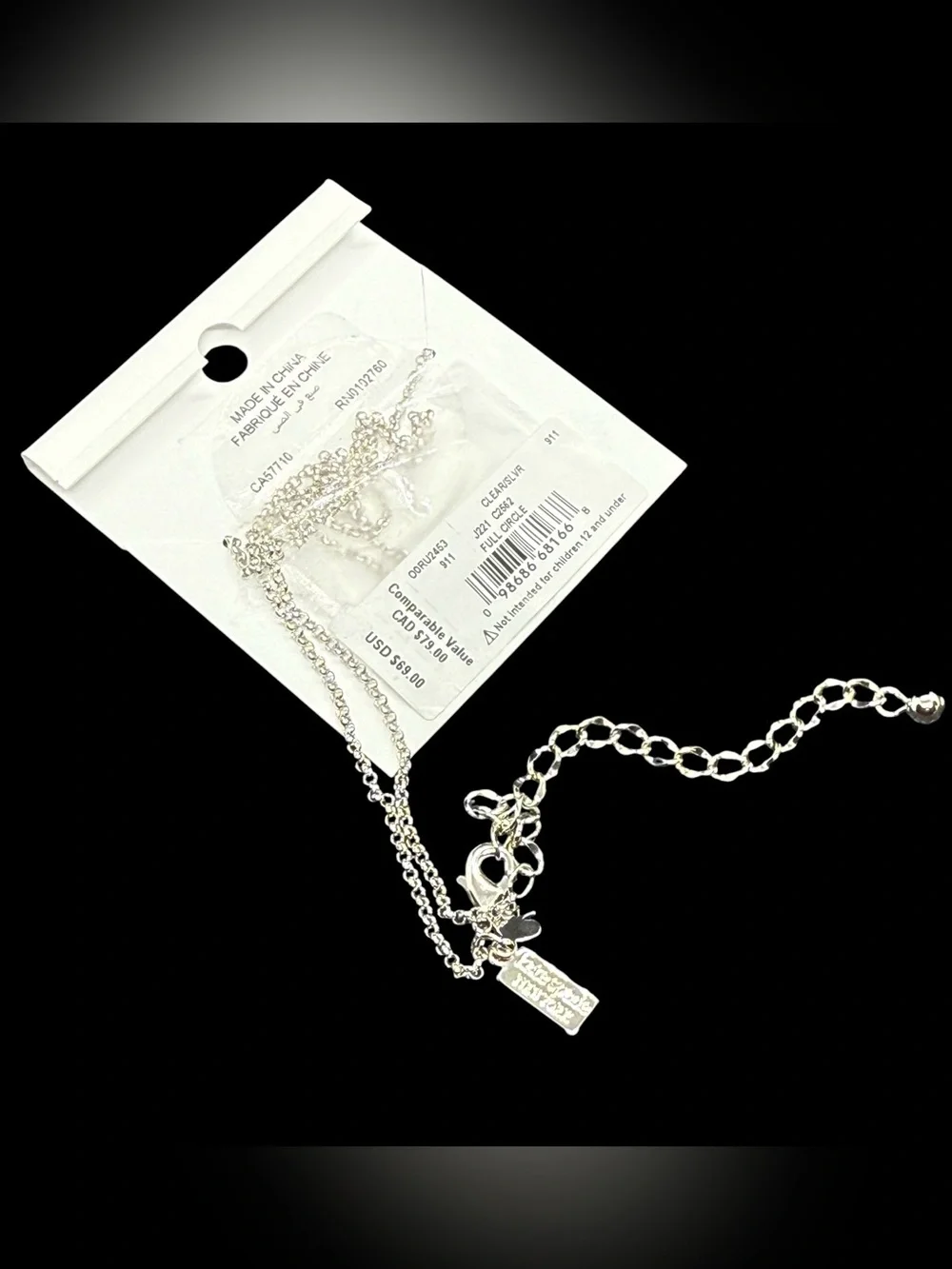 ♠️KATE SPADE♠️Full Circle Silver-Tone CZ Pendant Necklace w/ Dust Bag/NWT